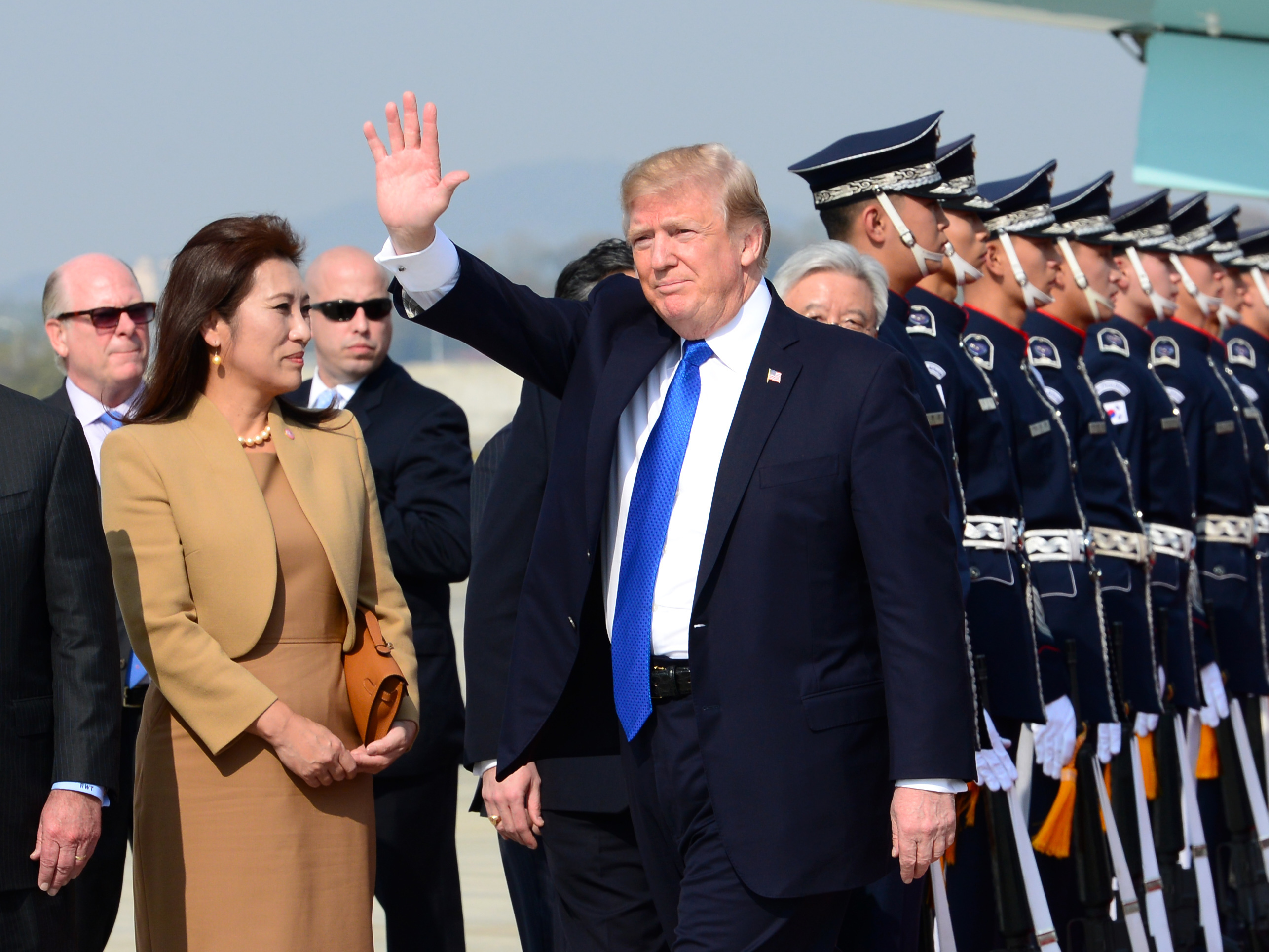 President Donald J. Trump lands at Osan Air Base